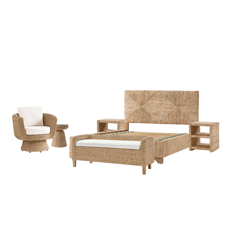 Ensemble de chambre à coucher en osier 6 pièces Coastal, Grand