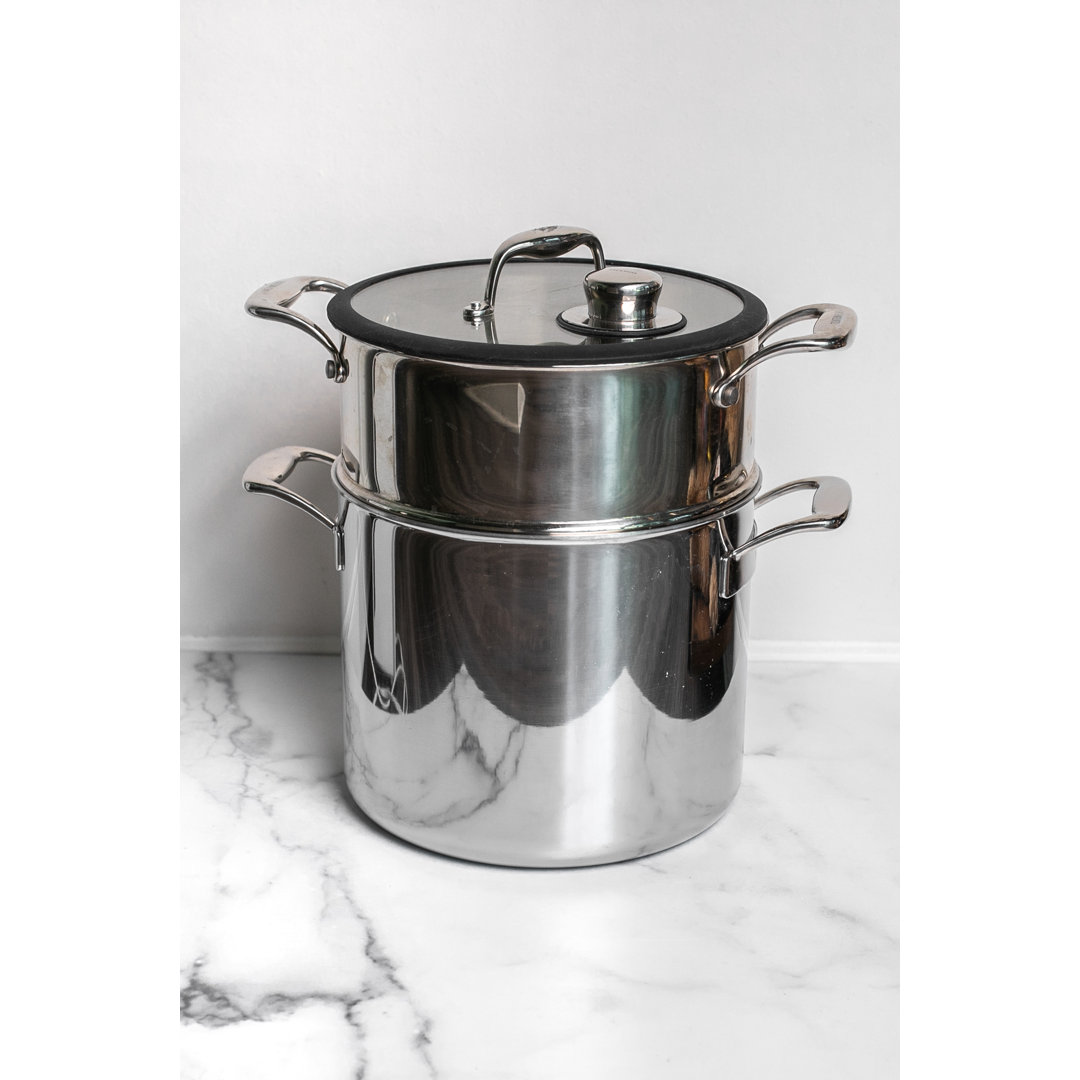 Tuxton Home Chef Series 12.8Qt.Non-Stick Triple-Clad Stainless Steel Steamer Pot with Lid Tuxton Home