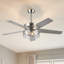 Ventilateur de plafond moderne en nickel de 52 po avec ensemble d'éclairage et télécommande, pales à double face, moteur à courant continu réversible à 6 vitesses, tiges verticales de 6 po / 10 po, minuterie