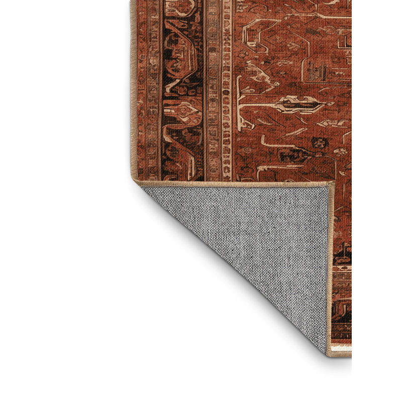 Machine Washable Persian Brown Area Rug, Square 4'