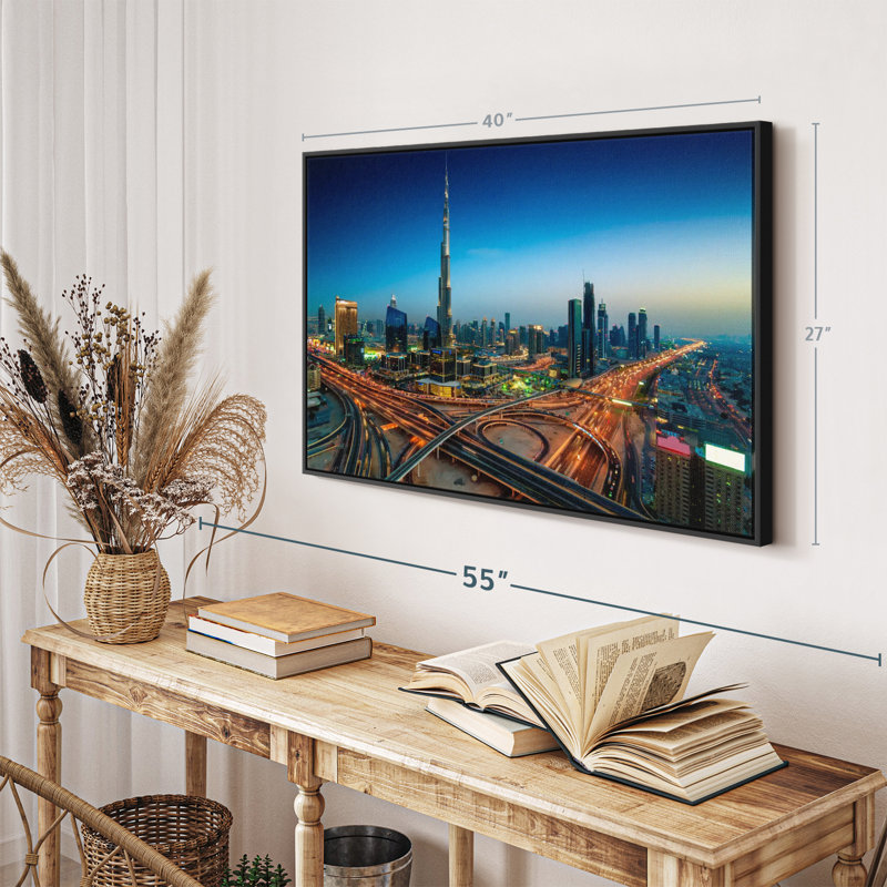 Dubai Highway At Night Canvas Print, 27" H x 40" W