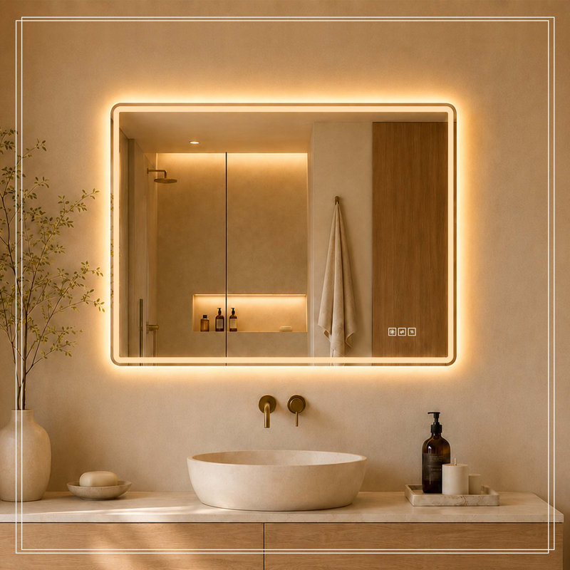 24" W x 32" H Rectangular Front-Lighted and Backlit LED Bathroom Mirror with Anti-Fog