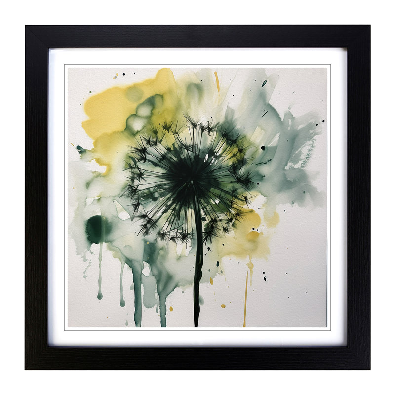 Dandelion Gestural Art No.3 - Framed Print, Black