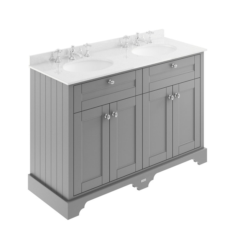 Old London 1200mm Free-Standing Double Vanity Unit, White, Storm Grey