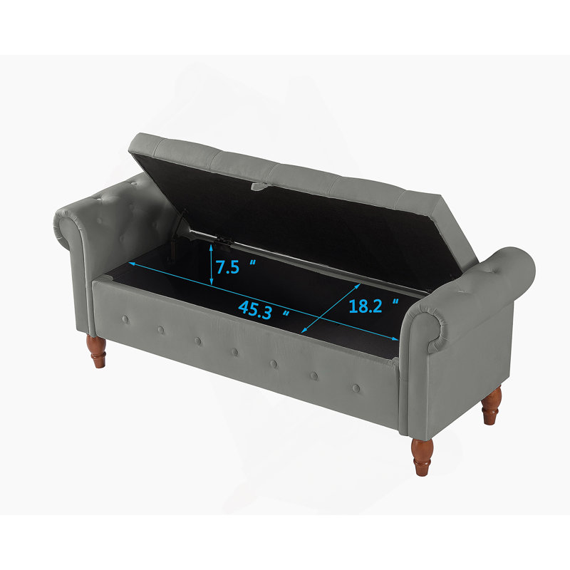 Tabouret de rangement rectangulaire multifonctionnel, Gris