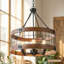 Lustre rustique en bois 6 lumières Farmhouse