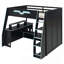 Lit mezzanine double en bois avec bureau, tablettes multiples et lumière RVB, table avec emplacement réglable-870893064