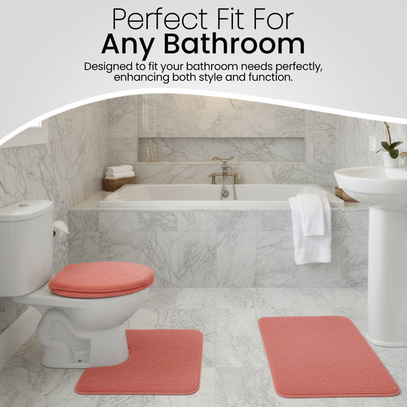 Ensemble de tapis de bain moelleux 3 pièces avec envers antidérapant Soft Comfort