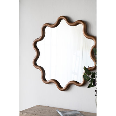 29.34" X 30.63" Wooden Frame Mirror With Outstanding Feature, Enhancing Living Room, Bedroom, Entryway 30" 31" Unparalleled Brown Frame, Making Shine