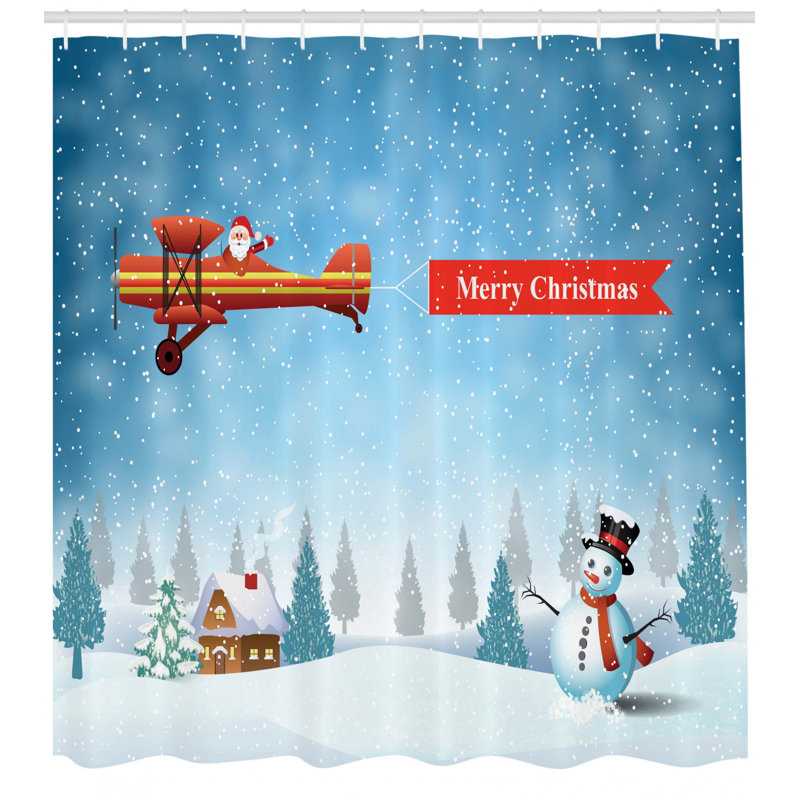 Rideau de douche simple de noël plane bonhomme de neige, H 75 po x l 69 po