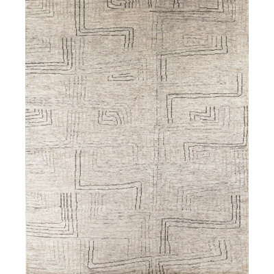 Geometric Wool/Viscose Taupe Indoor Area Rug