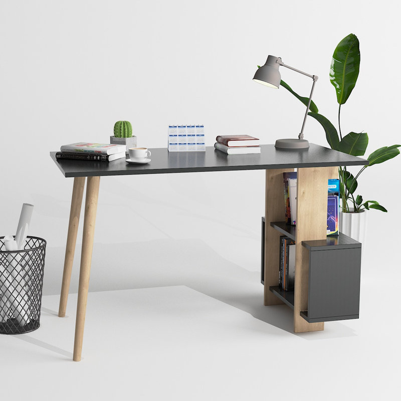 Truman Writing Desk, Anthracite/Oak, Anthracite