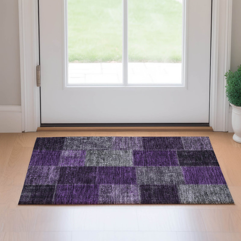 Tapis aubergine de qualité supérieure lavable à la machine Prisco, Rectangle 1 pi 8 po x 2 pi 6 po