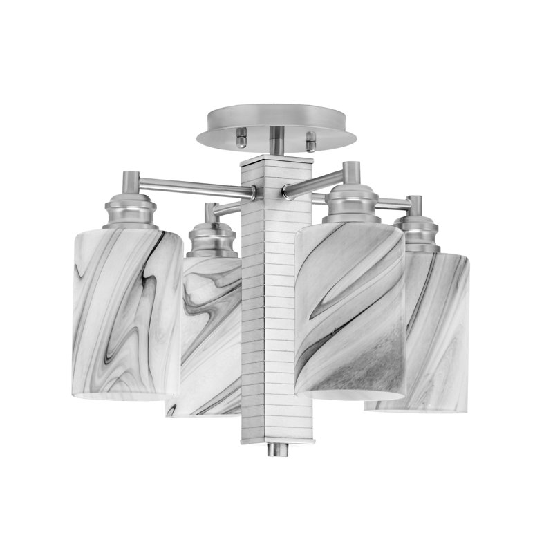 Plafonnier semi-encastré avec verre 4 po Edge, Nickel brossé