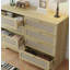 Commode 8 tiroirs en rotin naturel avec poignées dorées, commode en bois Boho pour chambre et salon