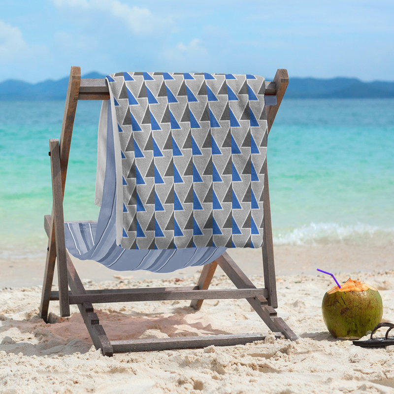Serviette de plage à flèches changeées, Bleu/gris
