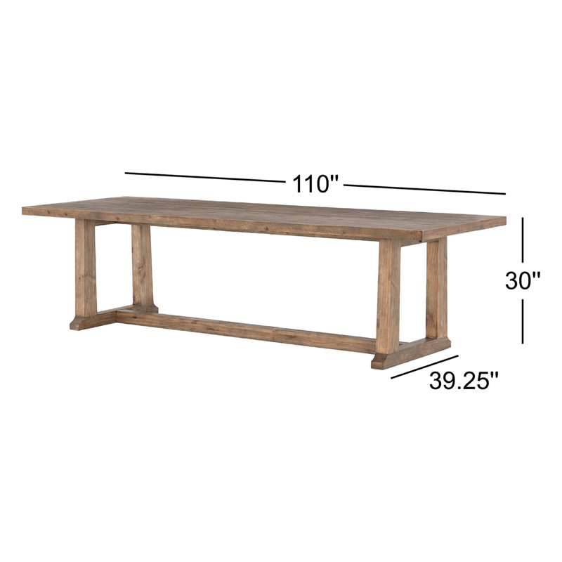 Otto Pine Wood Dining Table, Waxed Pine, 30" H x 39.25" W x 110" L