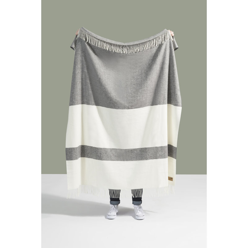 Sydney Herringbone Stripe Throw, Charcoal