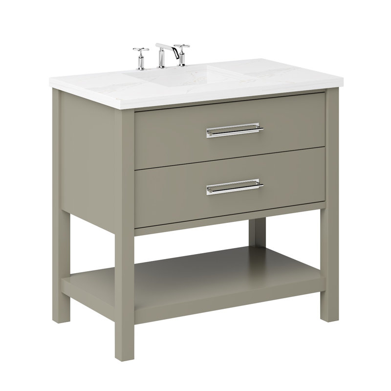 Kiawah Two-Drawer Single Bath Vanity, Polished Chrome, 30", French Olive
