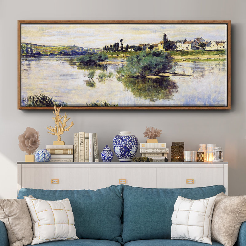La seine à Lavacourt, 1878 - Toile encadrée, H 24 po x l 60 po