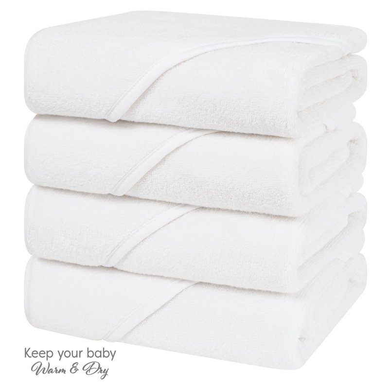 Ensemble de 4 serviettes de bain 100% coton, Blanc