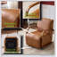 Fauteuil d'appoint pivotant brun rétro - Cuir luxueux luxueux, accoudoirs en bois massif, confort ergonomique pour le salon et le bureau