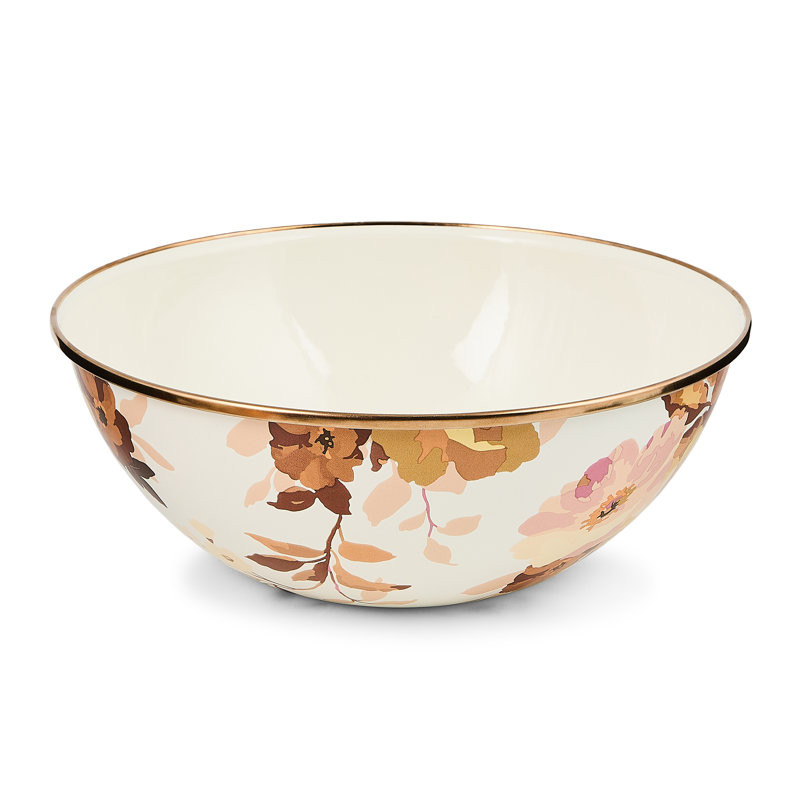 Wild Rose Brown Medium Everyday Bowl, White