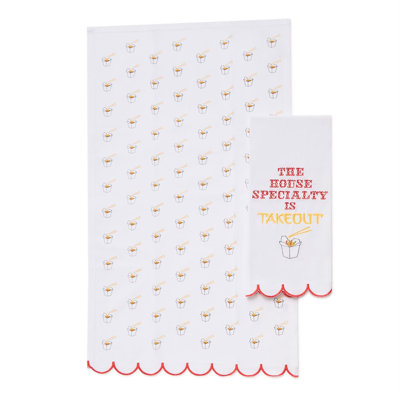 Set of 2 House Specialty Is Takeout Printed Cotton Kitchen Dish Towels 29" L
