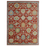 Coral Hand-Knotted Wool Floral Rosettes Classic Traditional Modern Contemporary Carpet Rug
