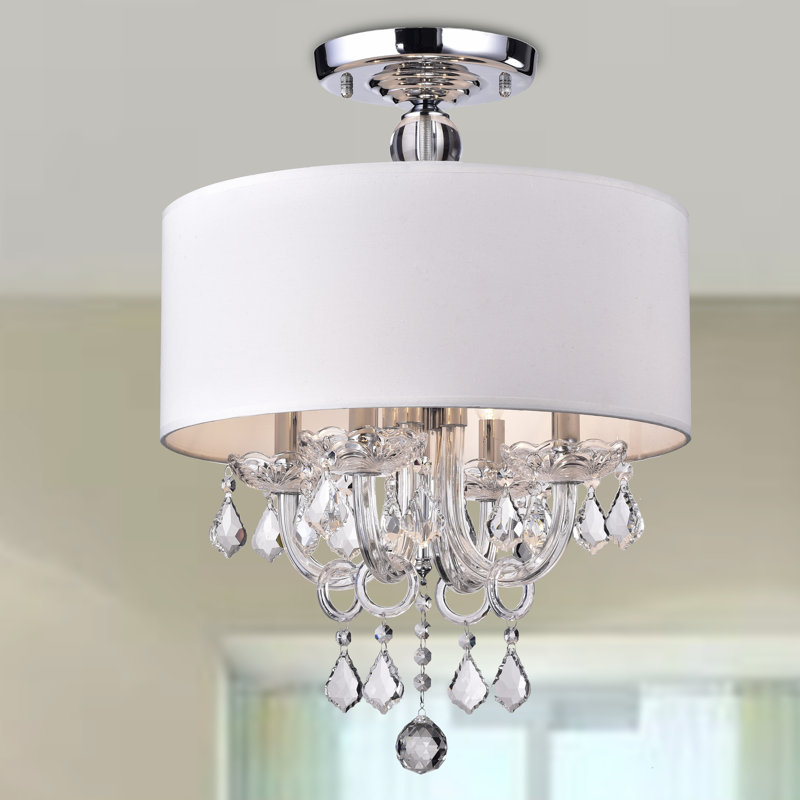 Averill Fabric Semi Flush Mount, White