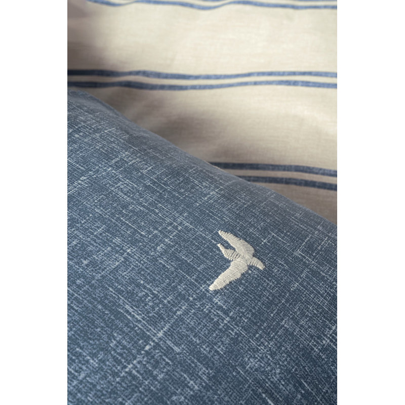 Premium Ranforce Double Quilt Cover Set, Dark Blue, 78.7 x 86.6 inches | 100% Cotton, Embroidered, Pigment Printing | 2 Pillowcases (19.7 x 27.6 inches), Machine Washable, Button Closure | Luxurious Comfort for Your Bedroom