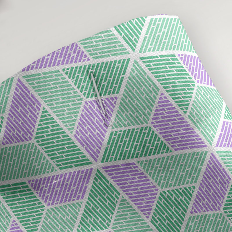 Rideau de douche simple trapézoïde, Vert / Mauve