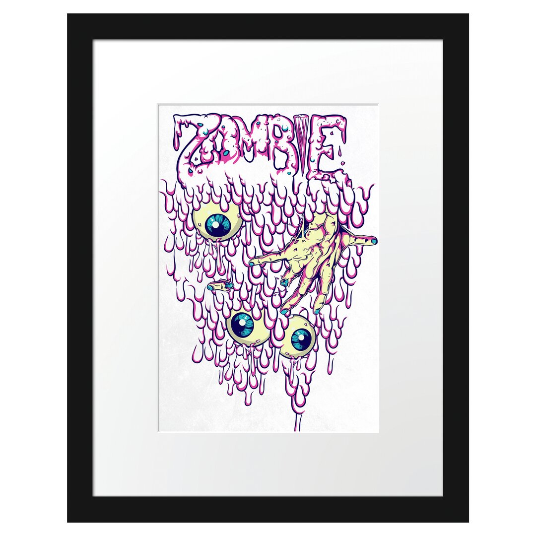 Gerahmtes Poster Zombie-Eyes White