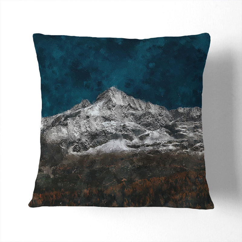 Mountain Beneath The Stars In Italy Painting Square Throw Cushion, 55cm H x 55cm W x 20cm D, Stone