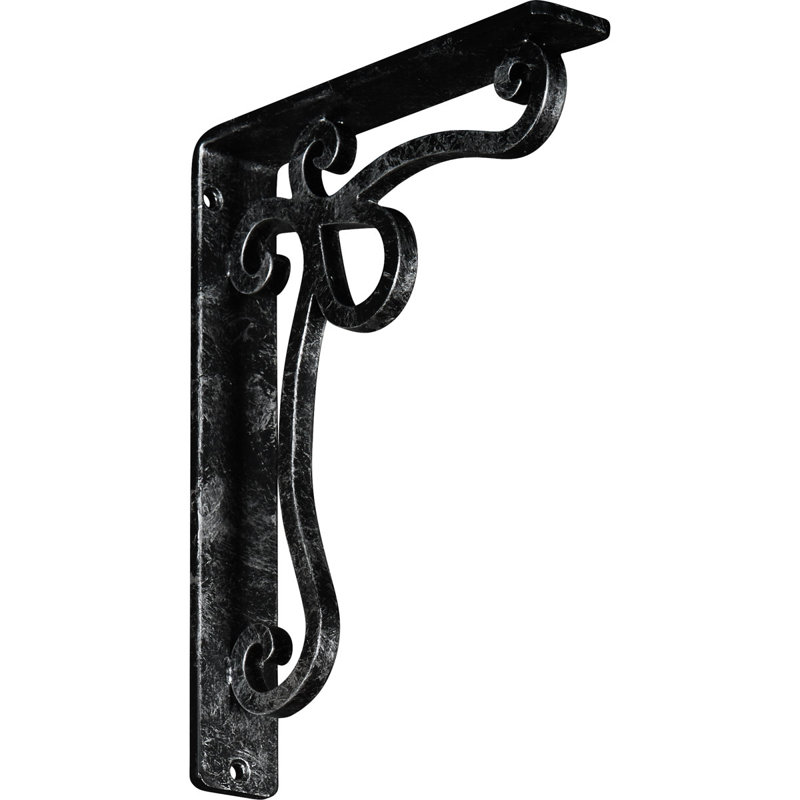 Support en fer forgé Orleans, H 10 po x l 1,5 po x P 7,5 po, Argent antique
