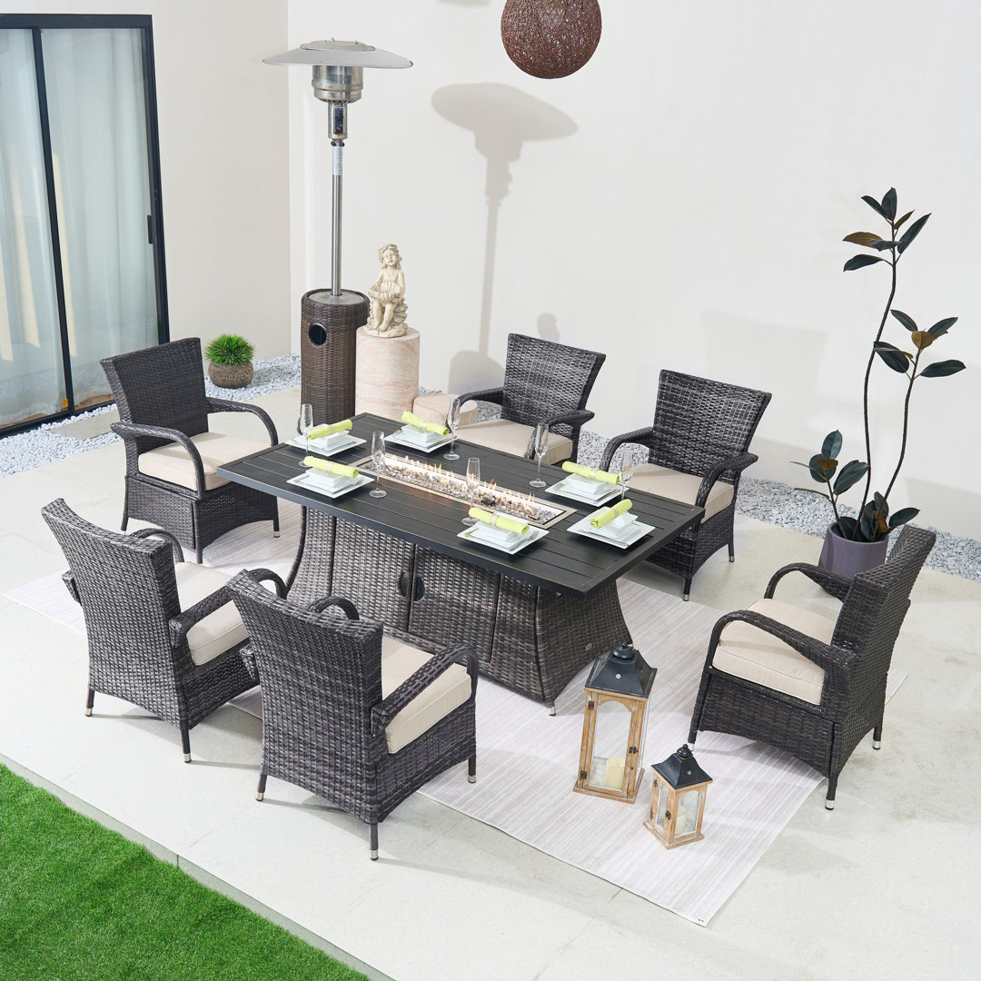 Rectangular 6 - Person Dining Set with Cushions Red Barrel Studio® Frame 