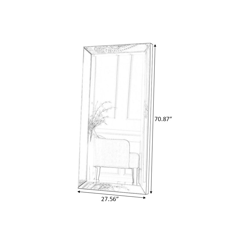 Miroirs rectangulaires pleine longueur en bois manufacturé, 70.87" H x 27.56" W