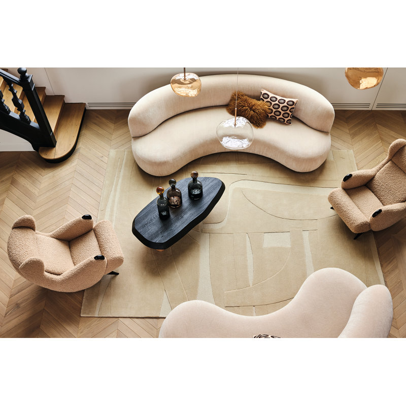 Collage Hand Tufted Wool Abstract Area Rug in Beige, Rectangle 8'2" x 11'6"