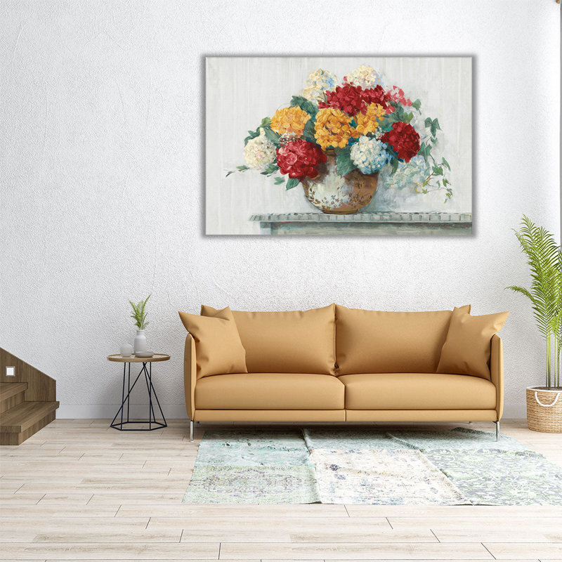 «Fall Hydrangea Cottage», reproduction d'art sur toile, H 16 po x l 24 po