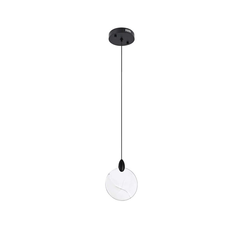 Luminaire suspendu en cristal 6 pouces Avery, Noir