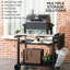 Chariot de travail pour barbecue extérieur, 117 cm x 55 cm, acier inoxydable, table d'appoint pliable, chariot noir avec tablette, poste de préparation.