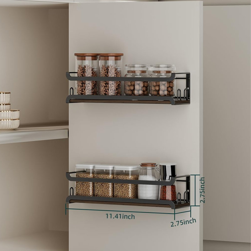 Wall Mount Spice Rack Organizer 4 Pack