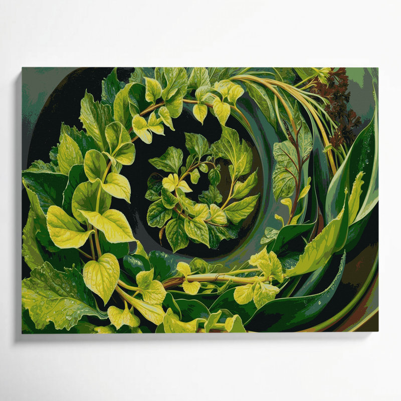 Art végétal sur toile vert légumes, H 12 po x l 18 po