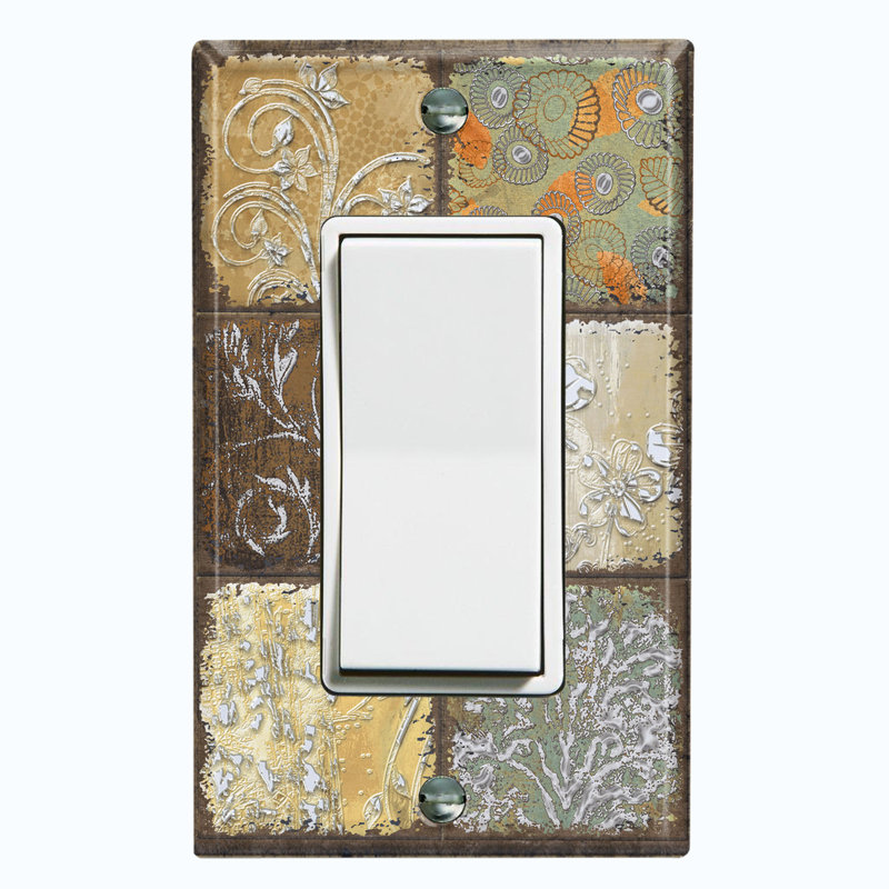 Flower Damask Faded Block Print 1-Gang Rocker Wall Plate