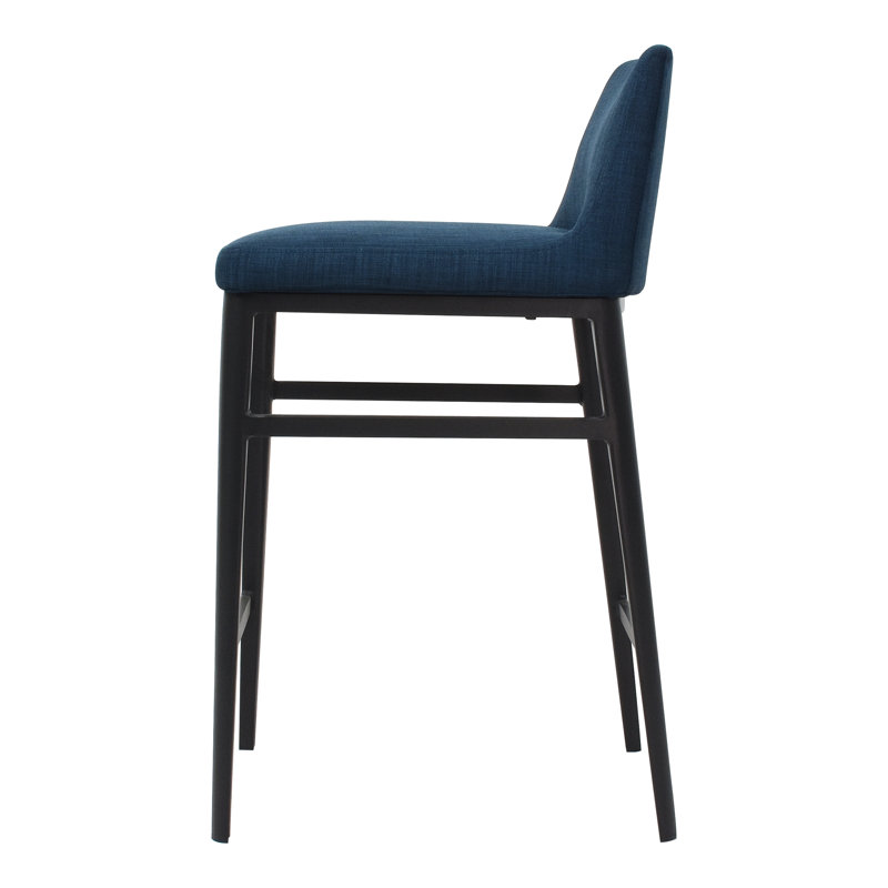 Baron Upholstered Stool with Metal Frame, Counter Stool (25.5” Seat Height), Blue