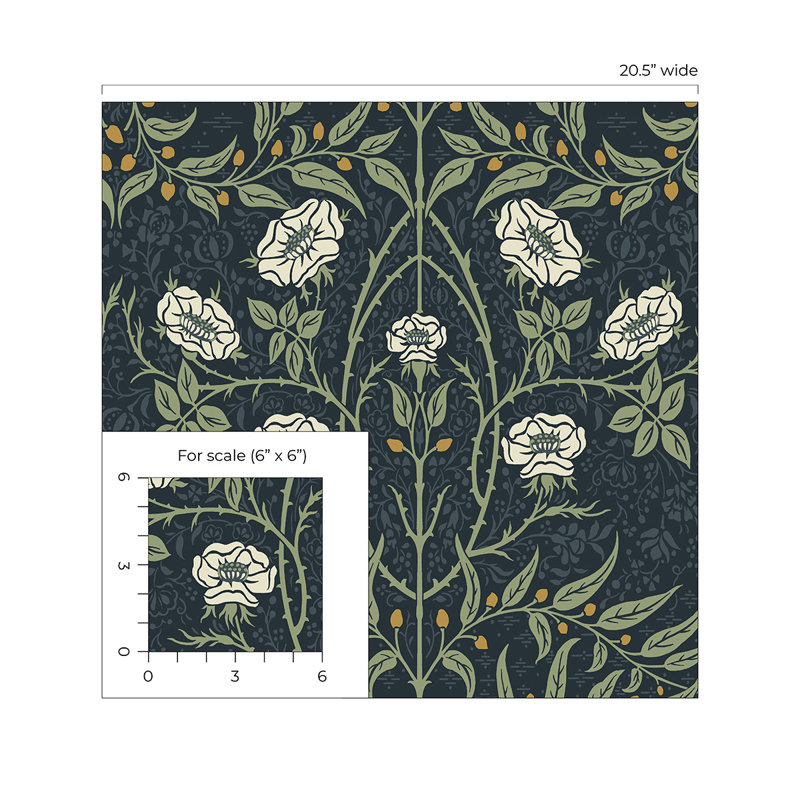 Danjela Pre-Pasted Floral Wallpaper Roll