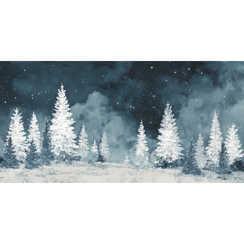 Art mural sur toile Starlit Frost Forest, H 27,5 po x l 55 po