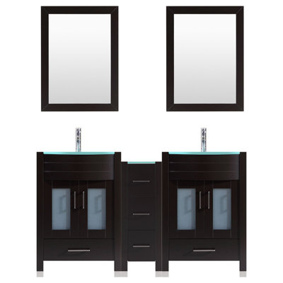Marguez 84'' Double Bathroom Vanity with Glass Top
