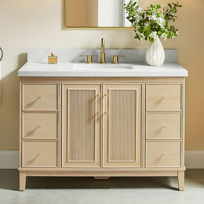 Ensemble de meuble-lavabo simple 48 po avec plateau en quartz Sianni