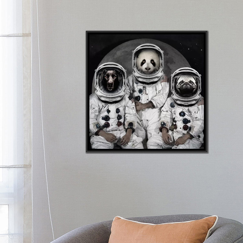 « astro animaux », impression sur toile, H 26 po x l 26 po x P 1,5 po, Toile avec cadre noir